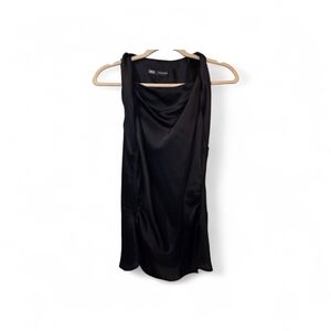 NWT Zara Black Sleeveless Satin Top XL